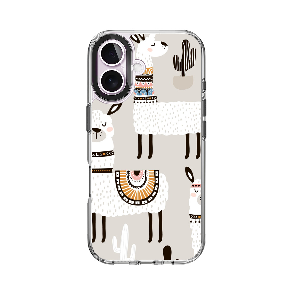 ラマとサボテンの模様 iPhone 17オリジナルケース