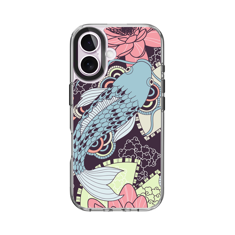 蓮と鯉のパターン iPhone 17オリジナルケース