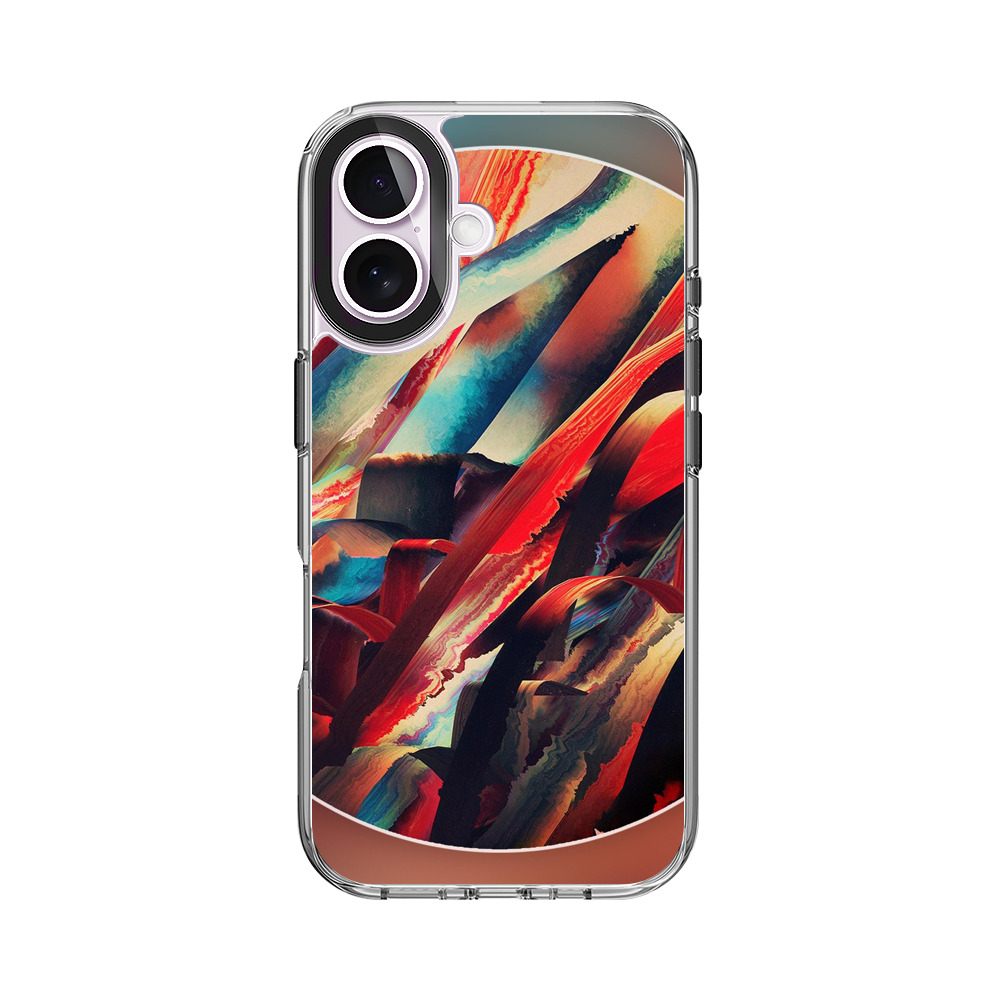 鮮やかな赤青抽象アート iPhone 17オリジナルケース