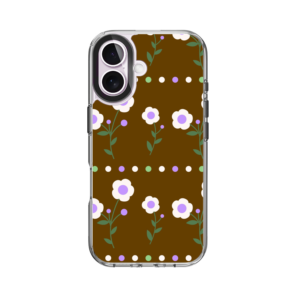 白と紫の花柄パターン iPhone 17オリジナルケース