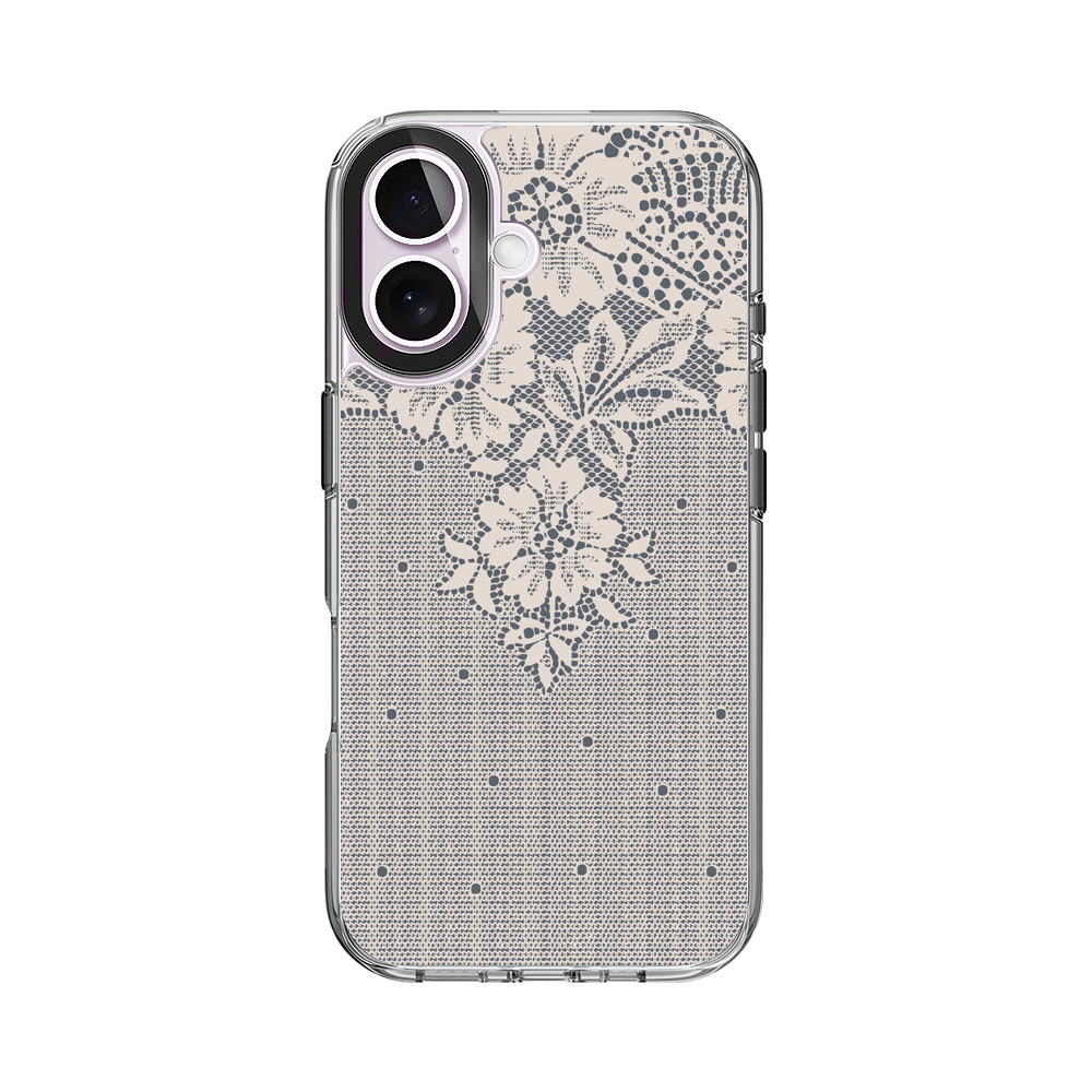 白いレースの花柄模様 iPhone 17オリジナルケース