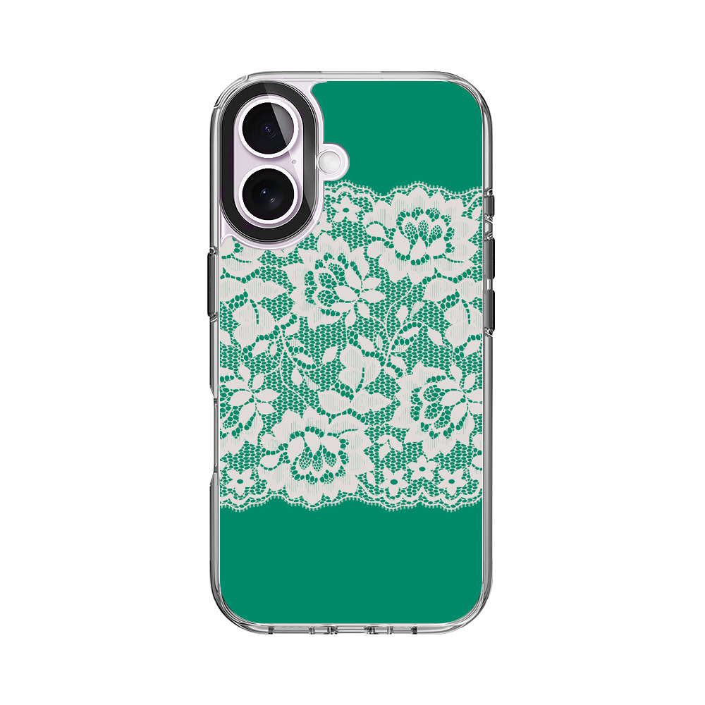 白いレースの花柄模様 iPhone 17オリジナルケース