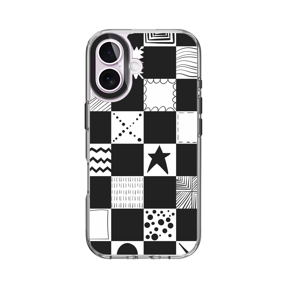 白黒パターンモザイク iPhone 17オリジナルケース