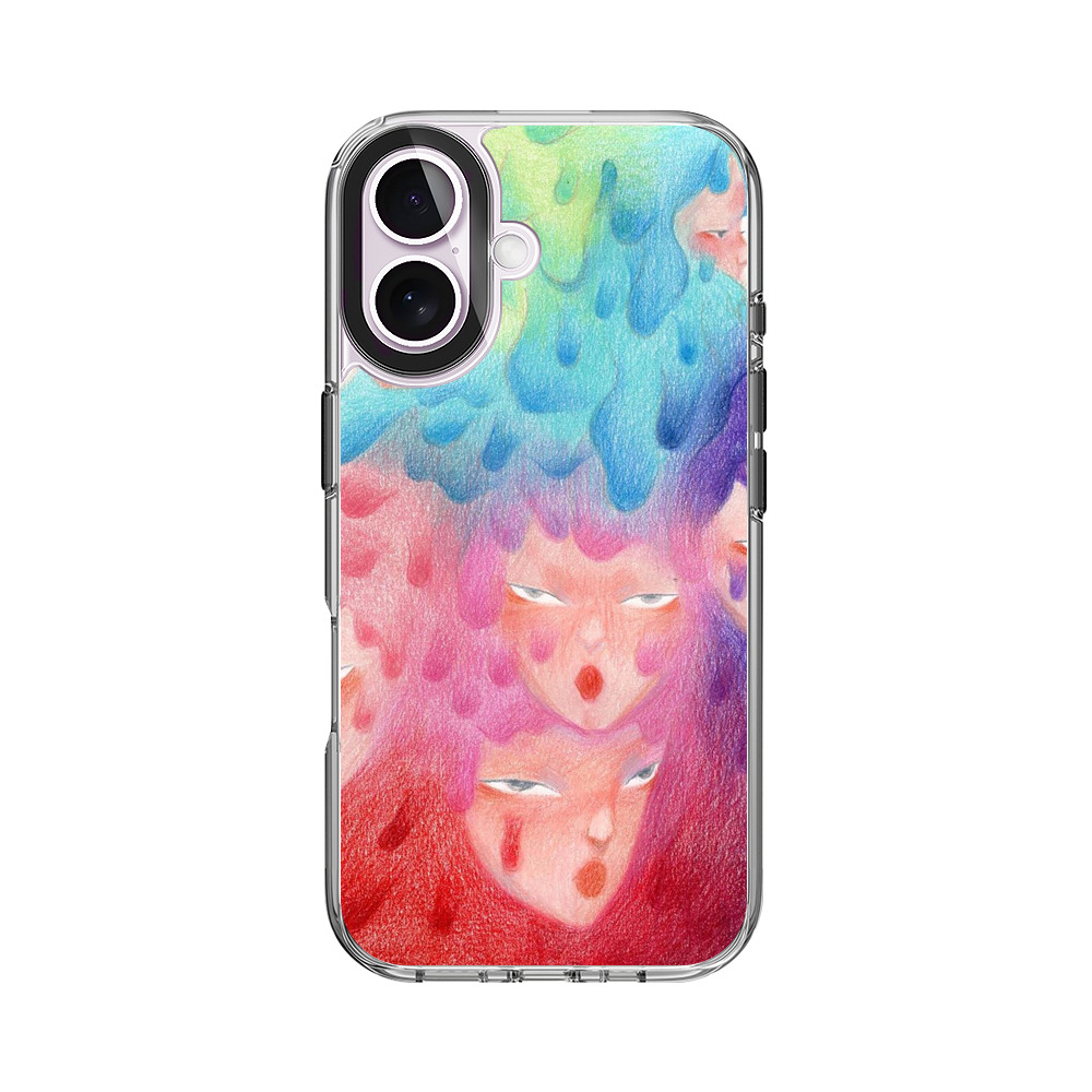 溶けるような多色の顔群 iPhone 17オリジナルケース