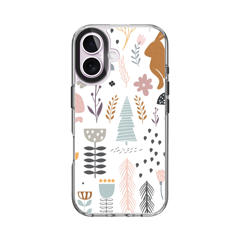 ウサギと植物のパターン iPhone 17オリジナルケース