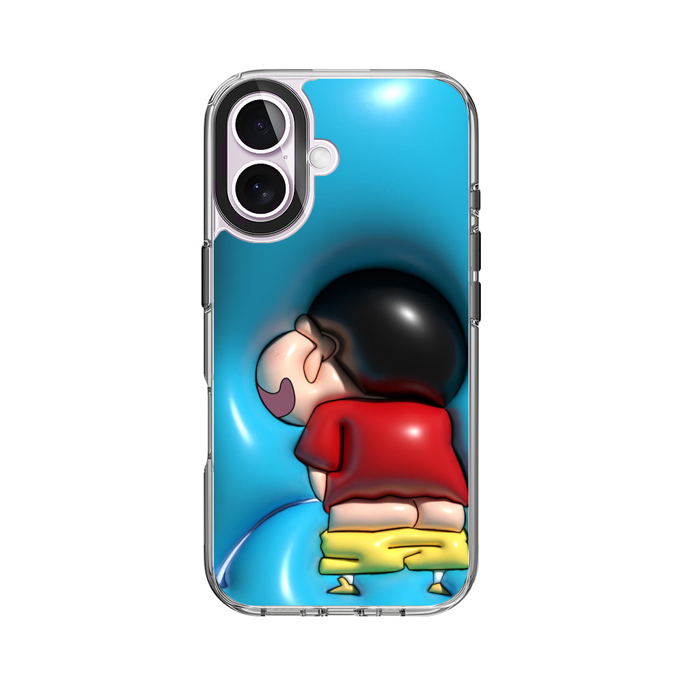 うずくまるキャラクター iPhone 17オリジナルケース