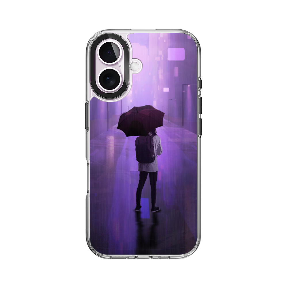 夜の雨と傘の人 iPhone 17オリジナルケース