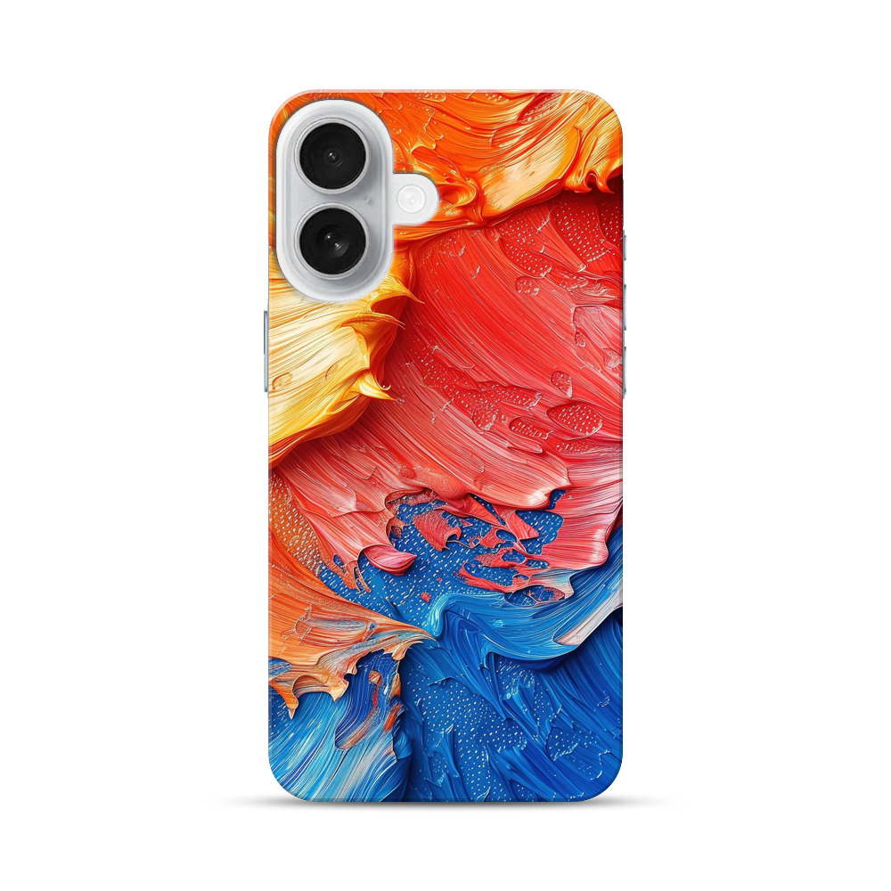 鮮やかな抽象油絵テクスチャ iPhone 17オリジナルハードケース