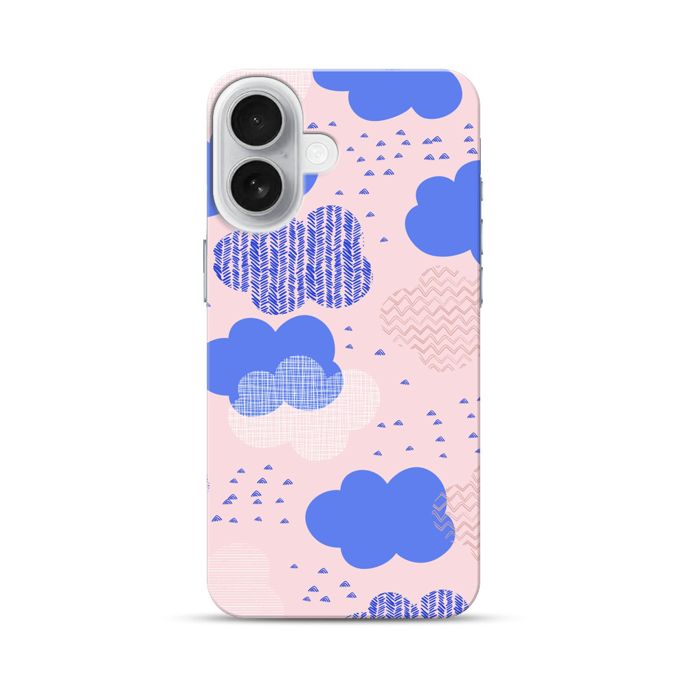 青とピンクの雲パターン iPhone 17オリジナルハードケース