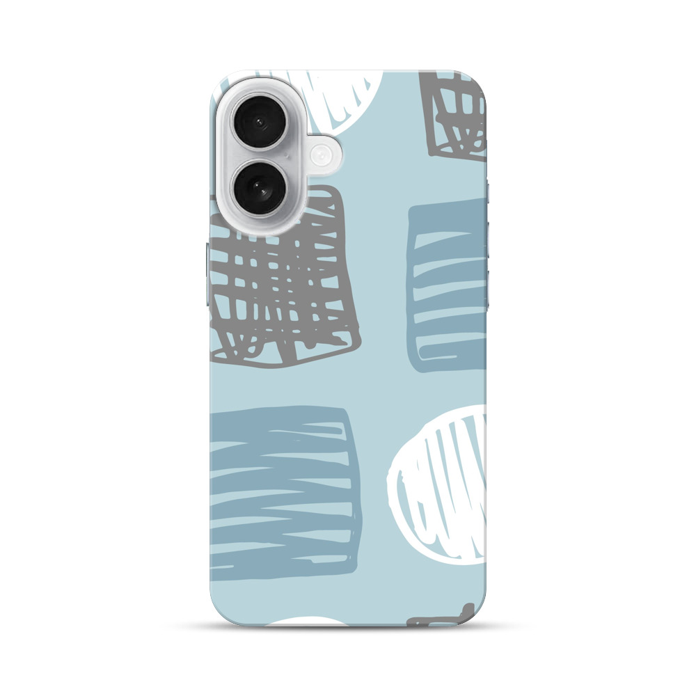 青い背景の幾何学模様 iPhone 17オリジナルハードケース