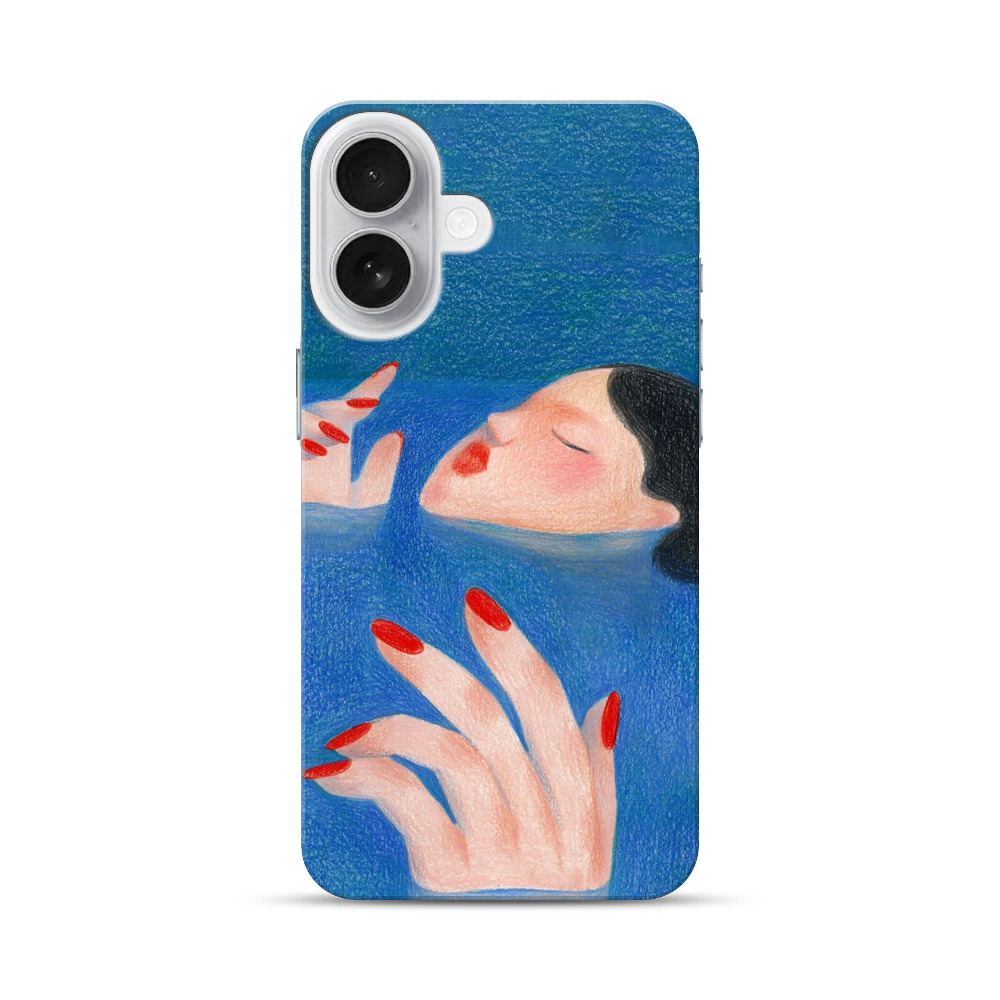 青い水の中で眠る女性 iPhone 17オリジナルハードケース