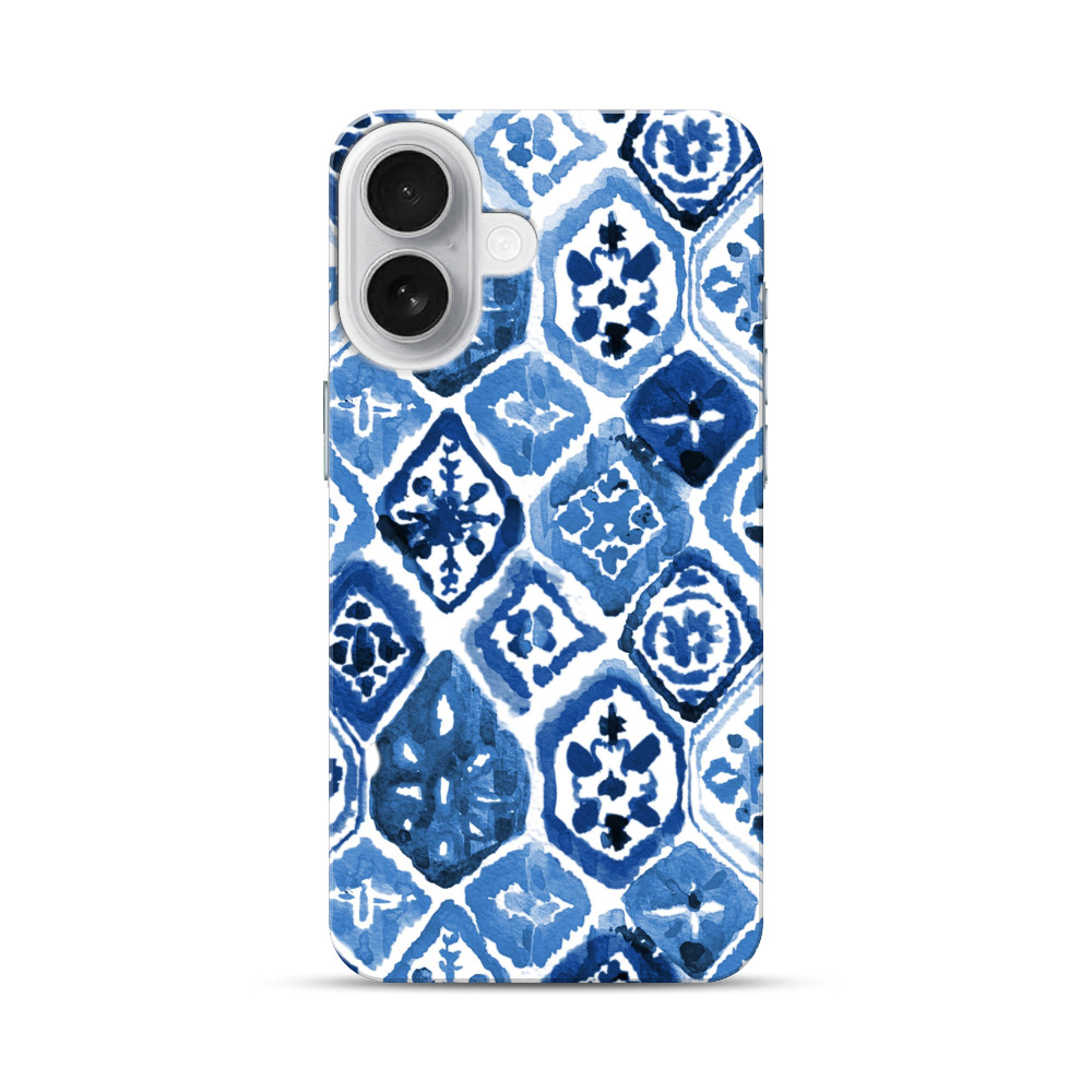 青い模様のパターン iPhone 17オリジナルハードケース