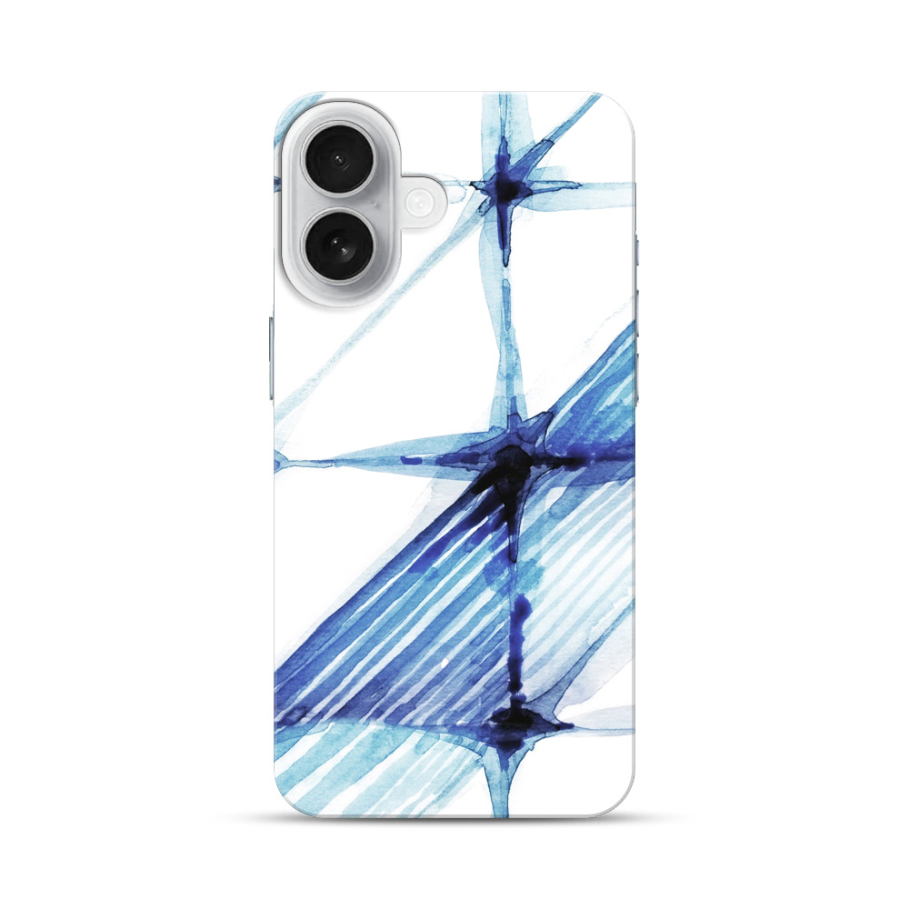 青い水彩画のパターン iPhone 17オリジナルハードケース