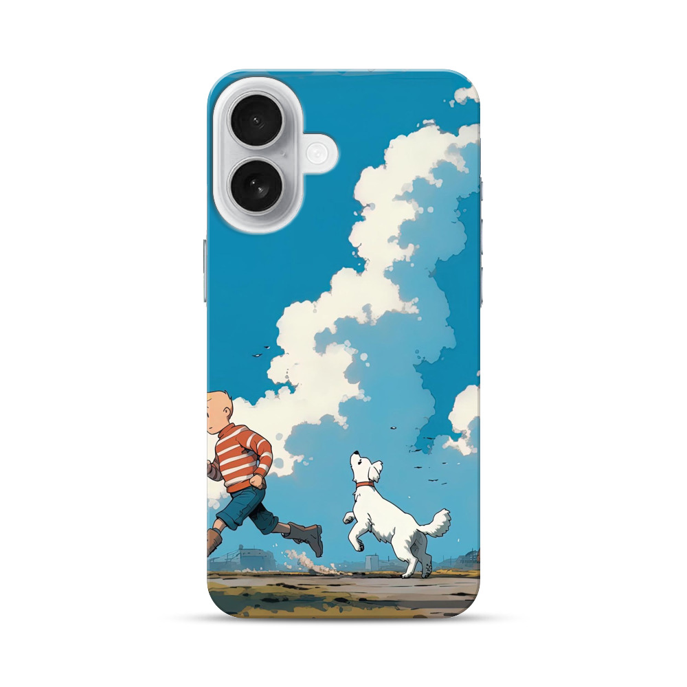 青空と電車の前の少年 iPhone 17オリジナルハードケース