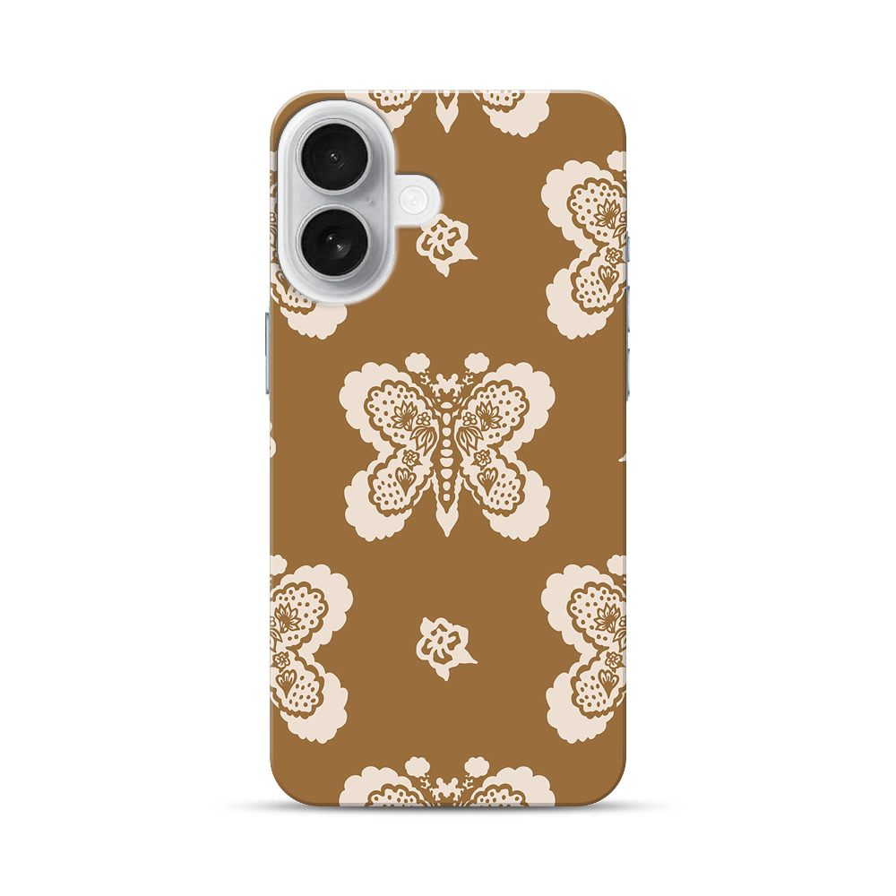 バタフライのレース模様 iPhone 17オリジナルハードケース