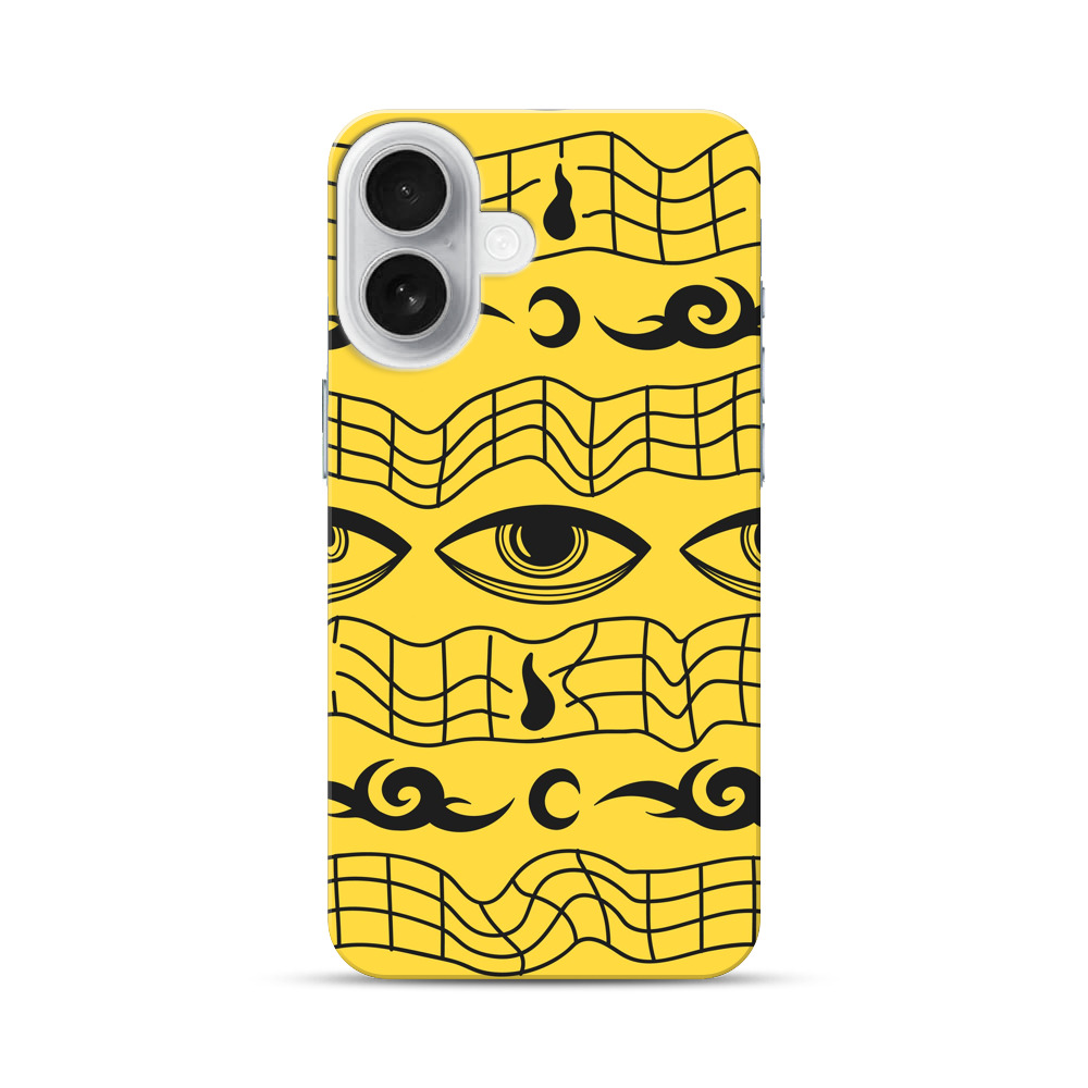 抽象的な目と音楽模様 iPhone 17オリジナルハードケース