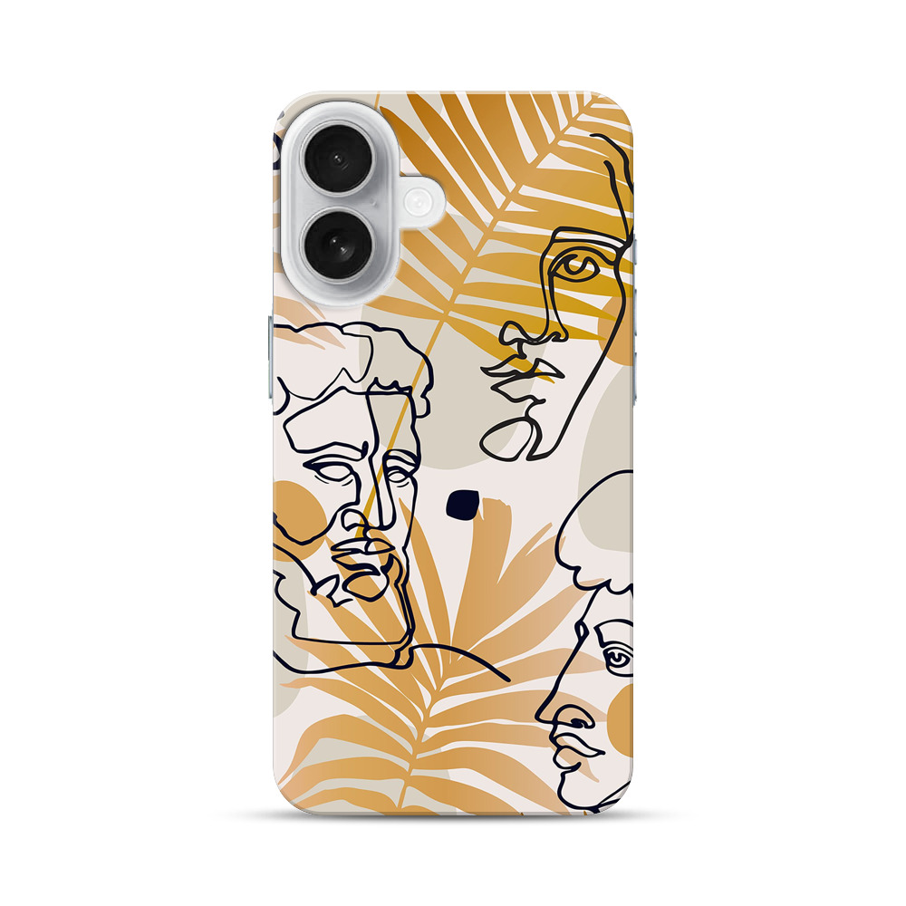 抽象的な顔と植物のパターン iPhone 17オリジナルハードケース