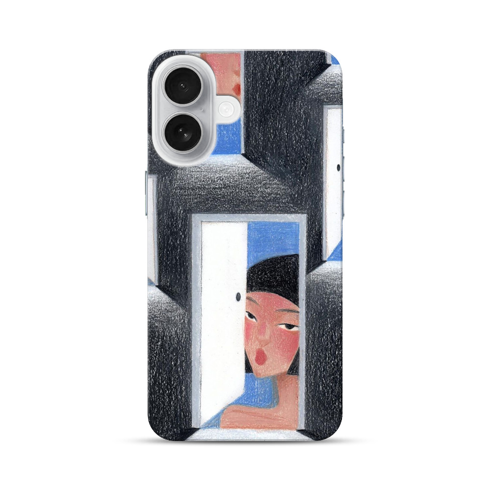 複数の扉と女性の顔 iPhone 17オリジナルハードケース