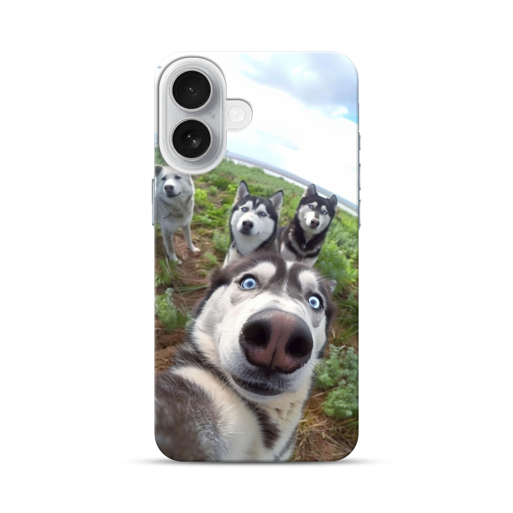 元気なハスキー犬の群れ iPhone 17オリジナルハードケース