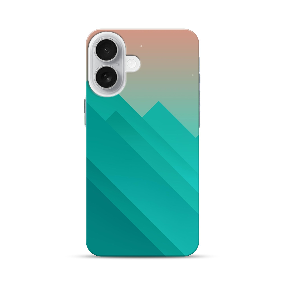 青緑グラデ山シルエット iPhone 17オリジナルハードケース