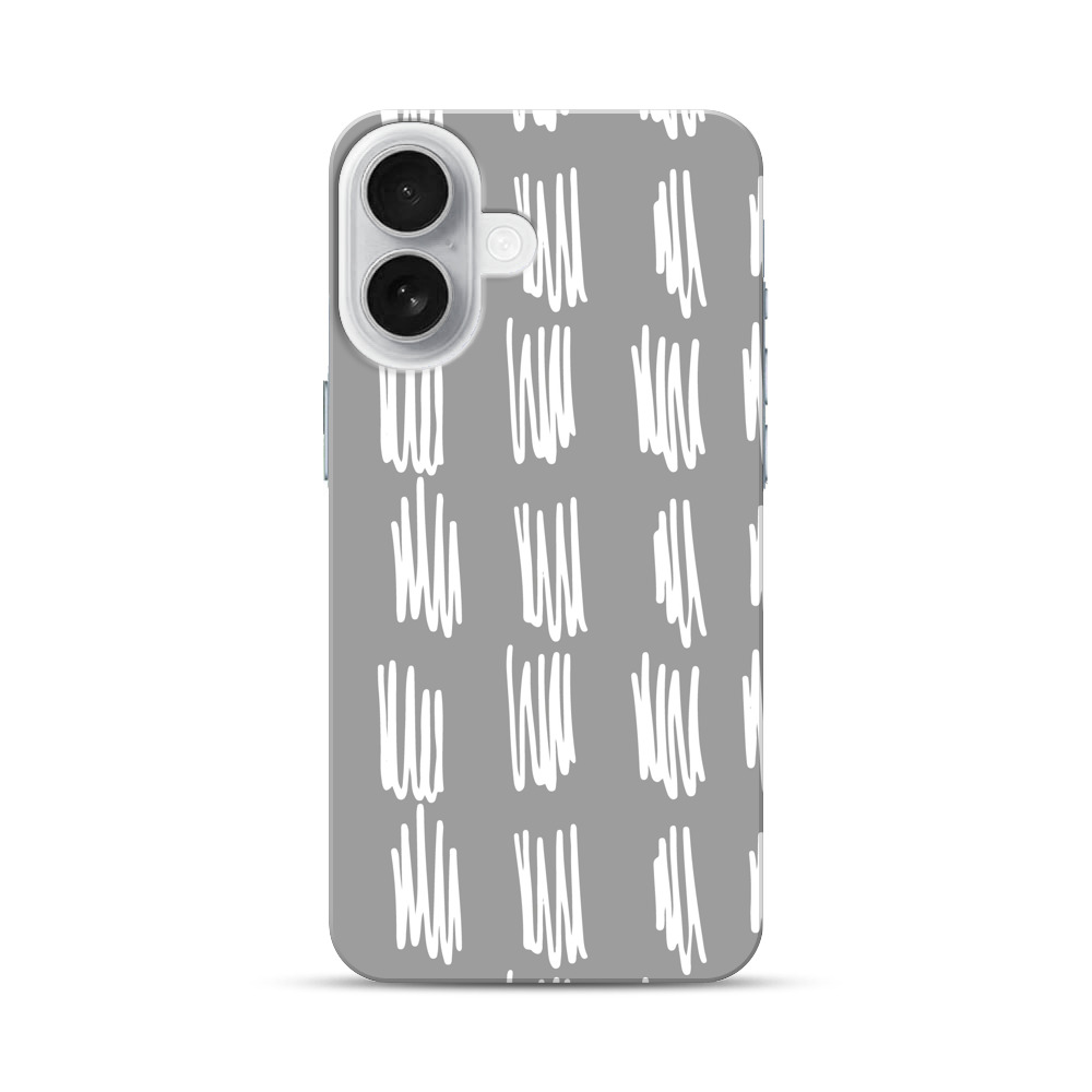 グレーの手描き模様 iPhone 17オリジナルハードケース