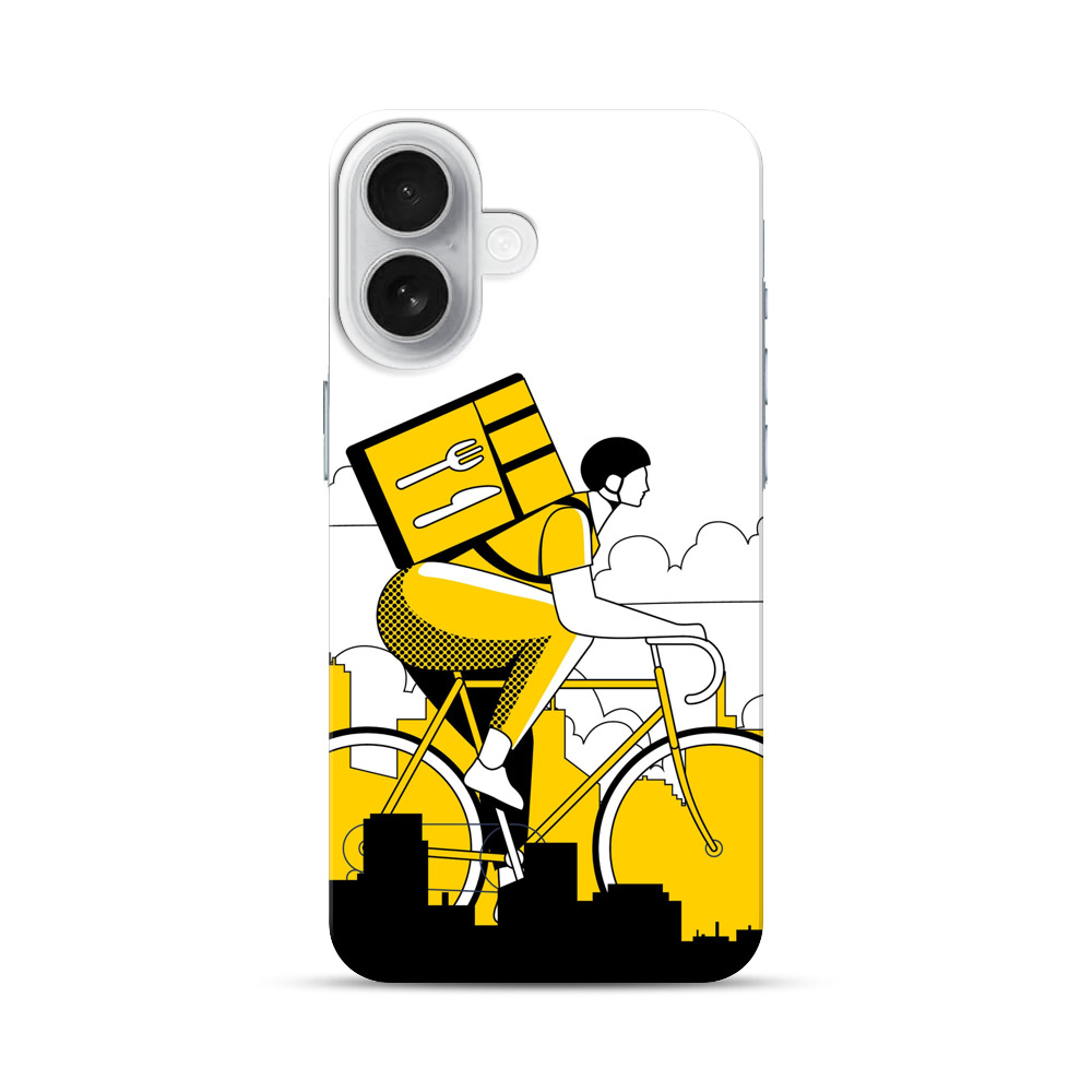 配達員が自転車で配達するシルエット iPhone 17オリジナルハードケース