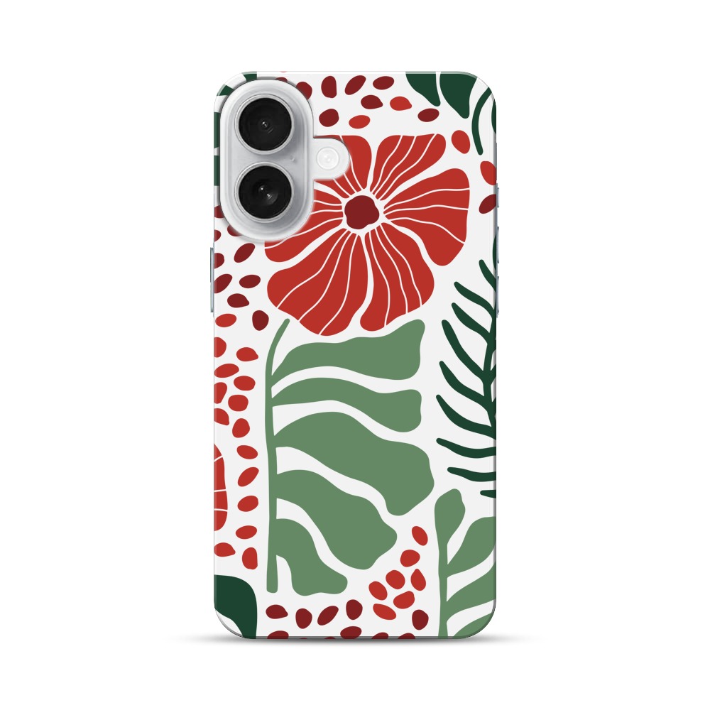 花と葉のデザイン iPhone 17オリジナルハードケース