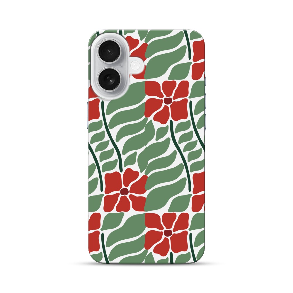 花と葉のパターン iPhone 17オリジナルハードケース