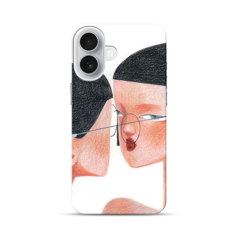 鏡を見る女性のイラスト iPhone 17オリジナルハードケース