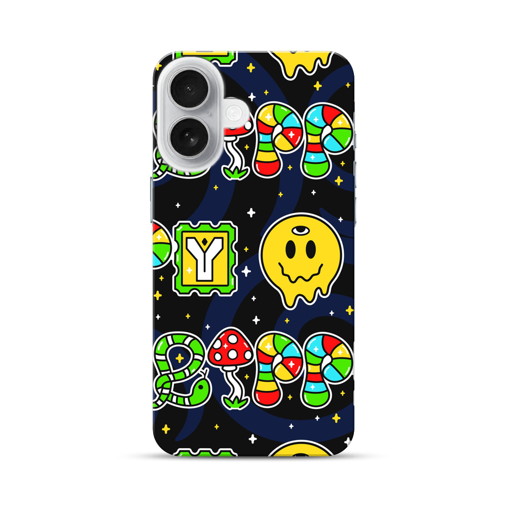 カラフルで不思議な宇宙パターン iPhone 17オリジナルハードケース