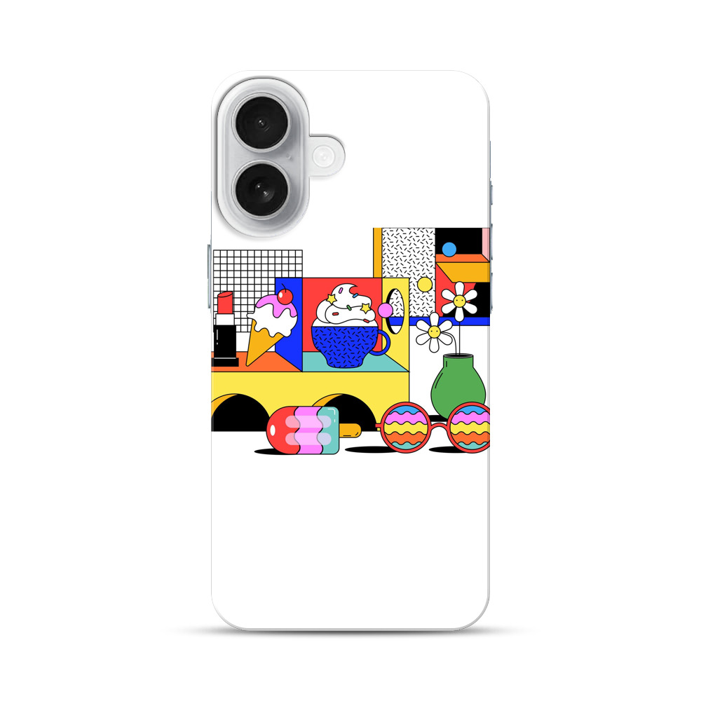 カラフルなアイスクリームとオブジェ iPhone 17オリジナルハードケース