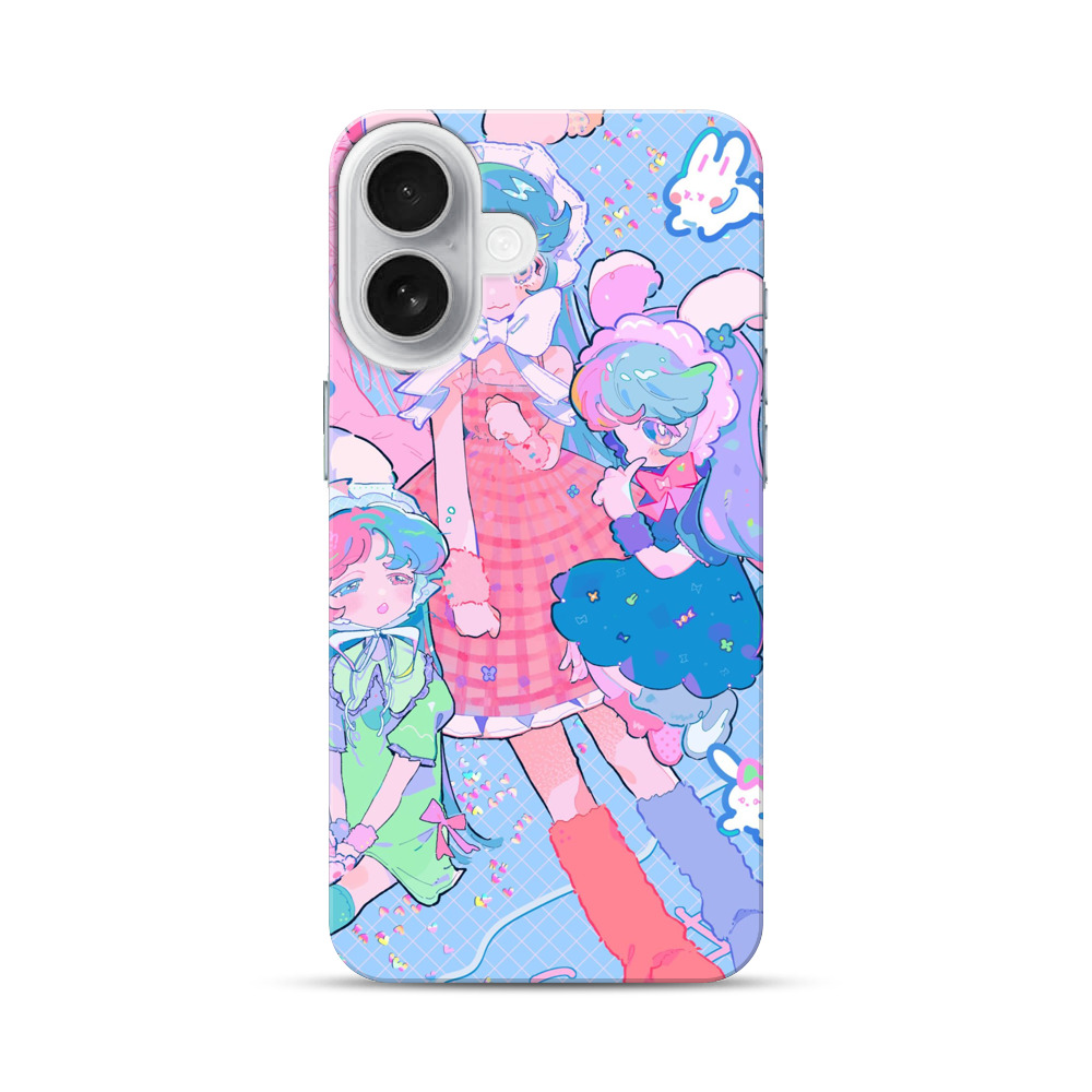 カラフルなウサギ耳の女の子たち iPhone 17オリジナルハードケース