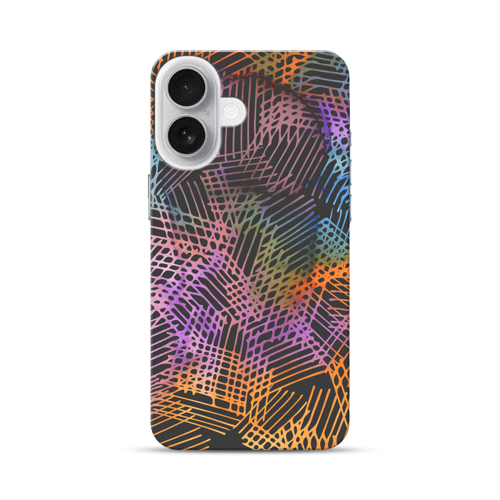 カラフルな抽象格子模様 iPhone 17オリジナルハードケース