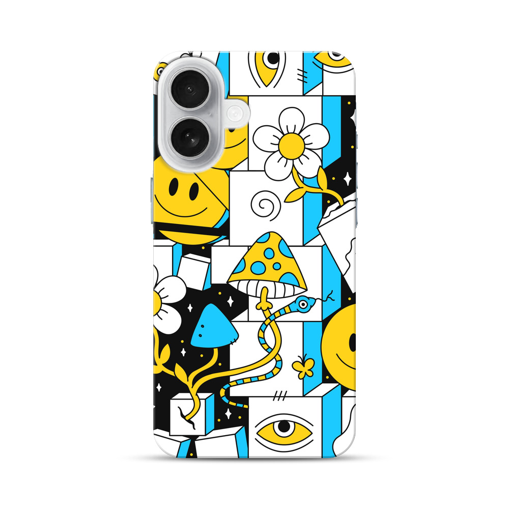 カラフルな抽象パターン iPhone 17オリジナルハードケース