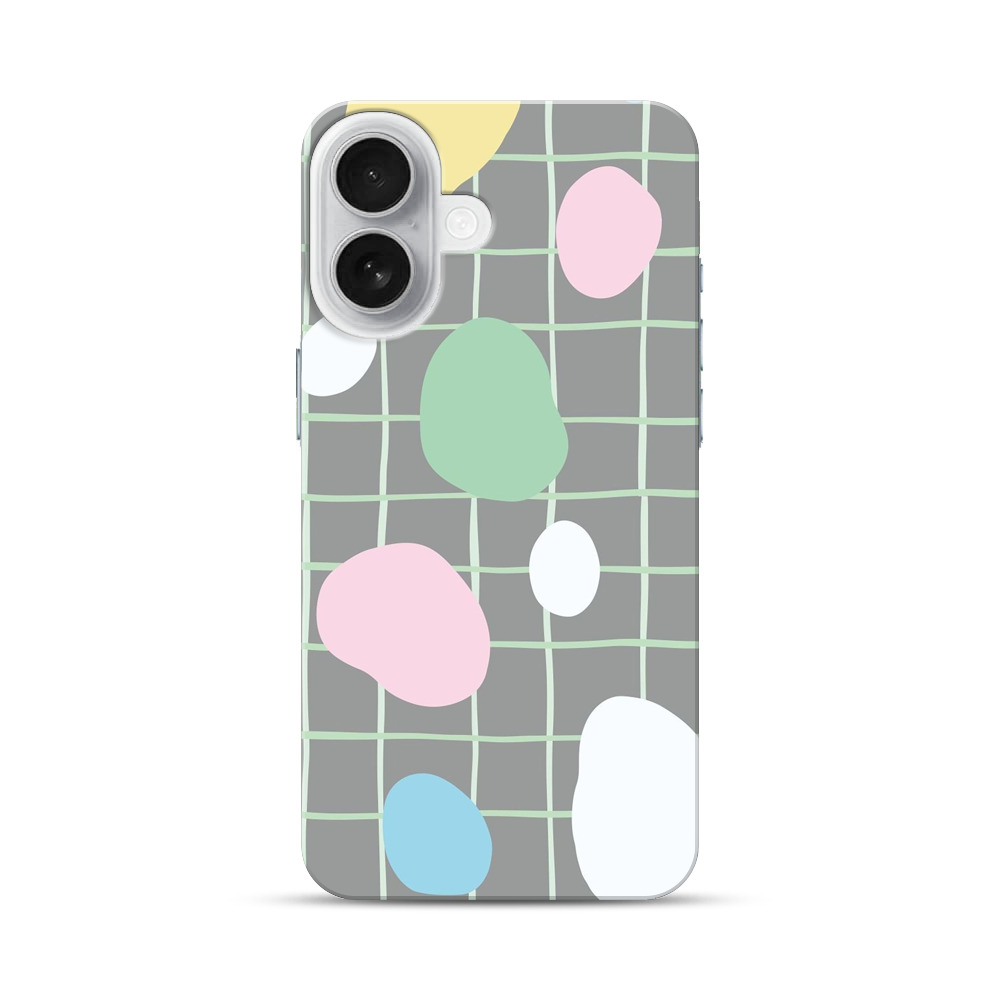 カラフルな抽象的な石とグリッドパターン iPhone 17オリジナルハードケース