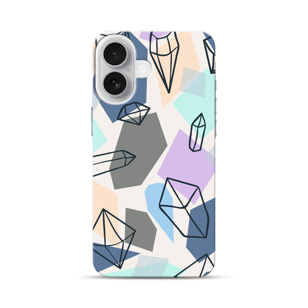 カラフルな幾何学クリスタルパターン iPhone 17オリジナルハードケース