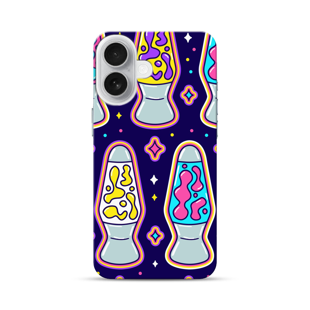 カラフルなラバランプのパターン iPhone 17オリジナルハードケース