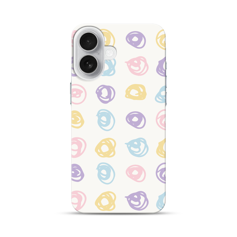 カラフルな手描きサークル模様 iPhone 17オリジナルハードケース