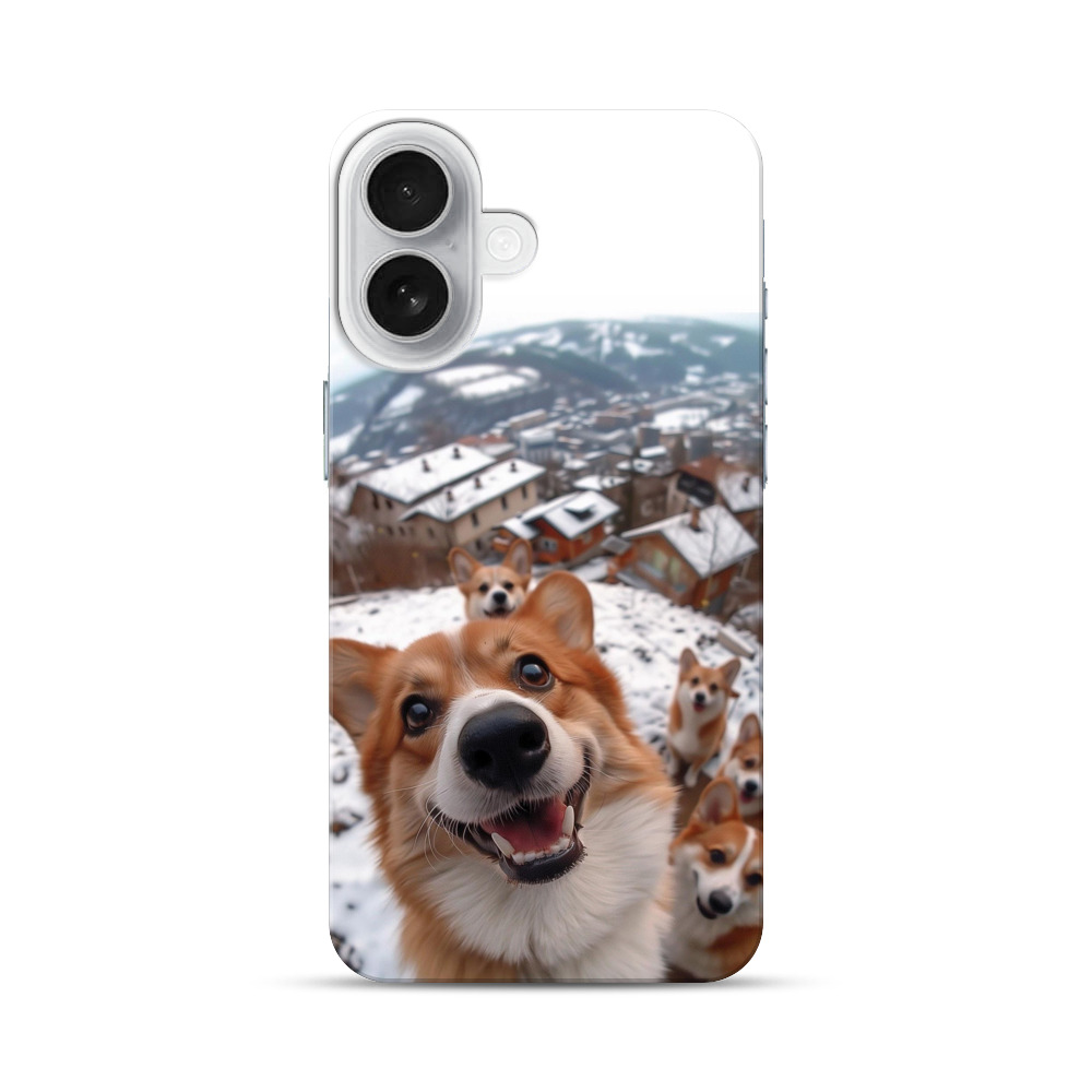 コーギー犬と雪景色 iPhone 17オリジナルハードケース