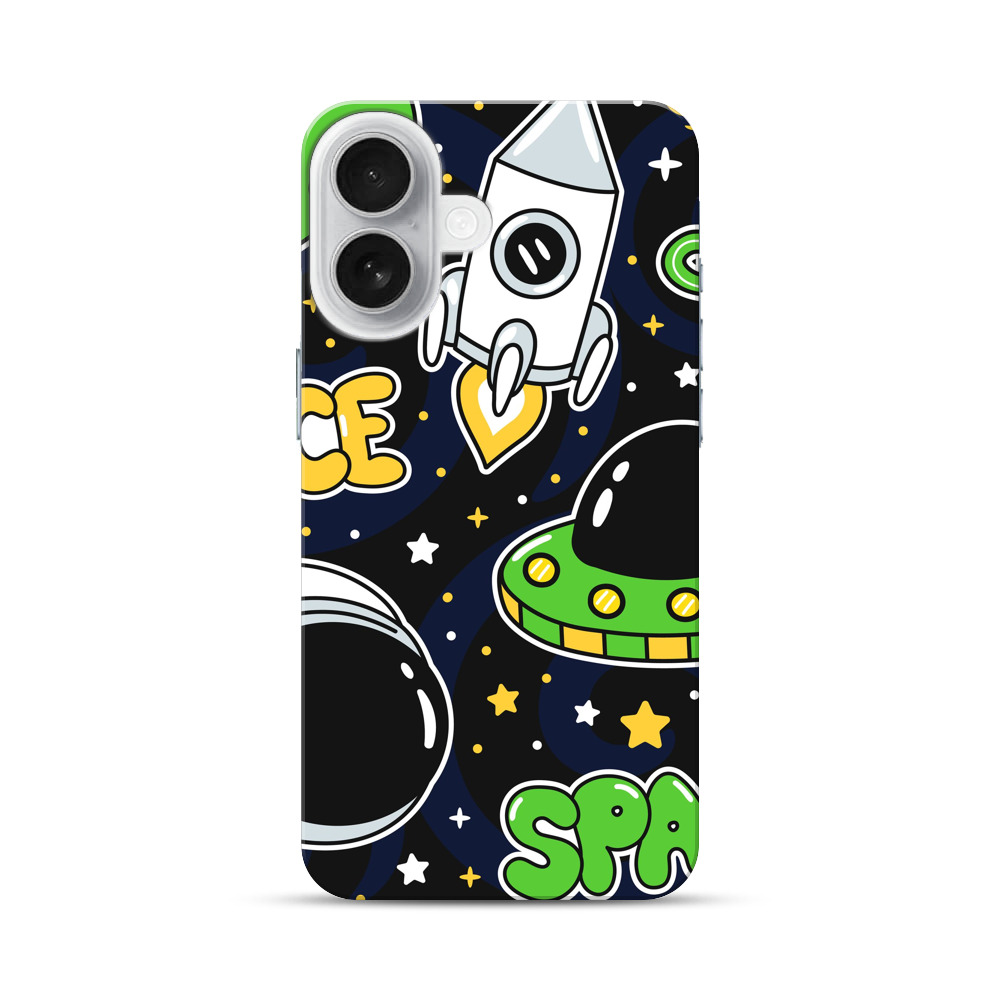 かわいい宇宙と宇宙人のイラスト iPhone 17オリジナルハードケース