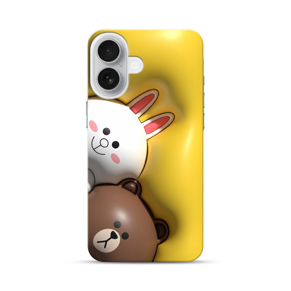 かわいいウサギとクマ iPhone 17オリジナルハードケース