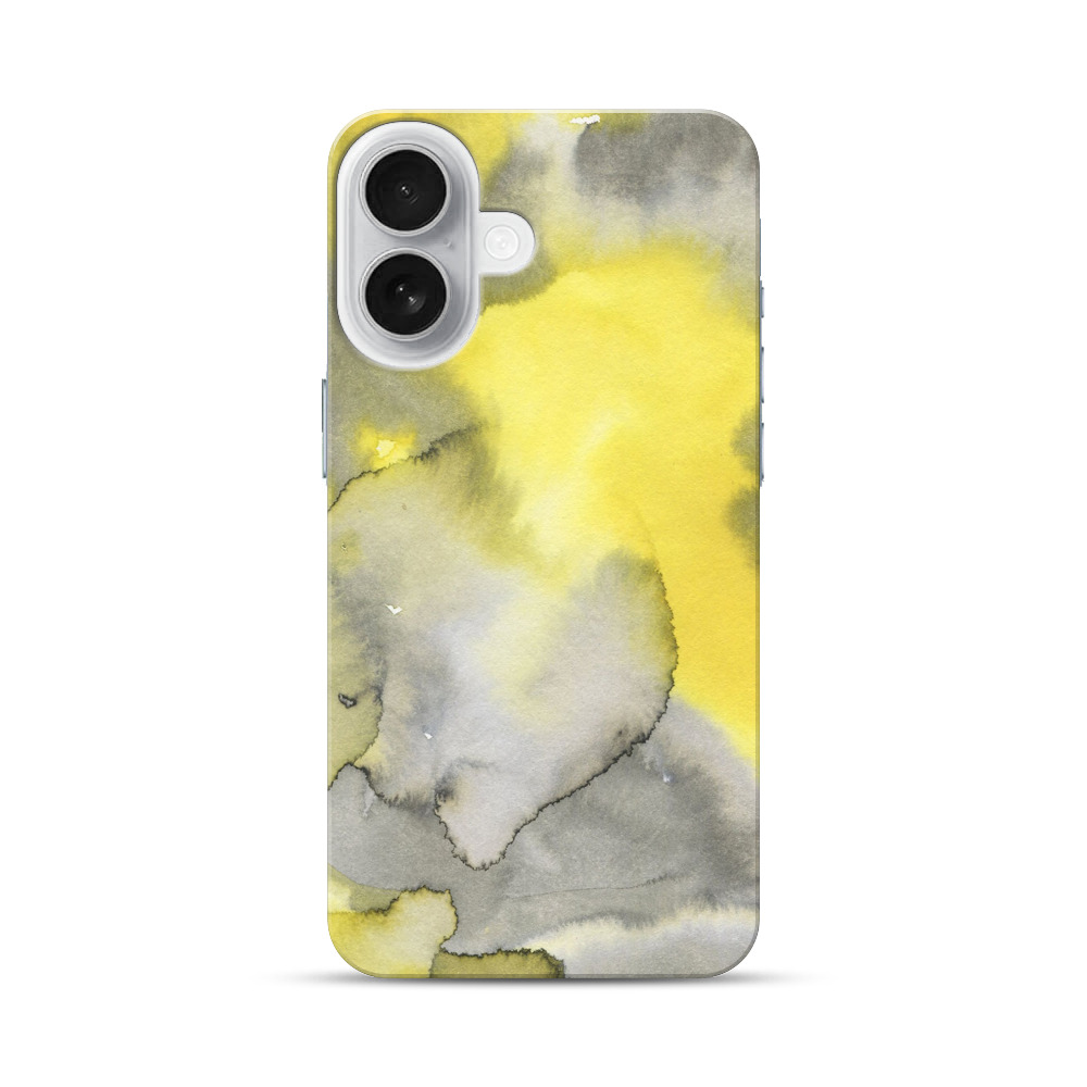 黄色と灰色の水彩模様 iPhone 17オリジナルハードケース