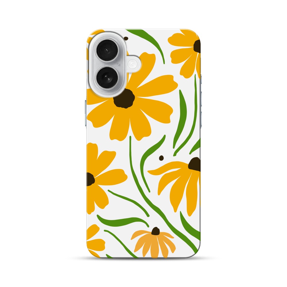 黄色い花のパターン iPhone 17オリジナルハードケース