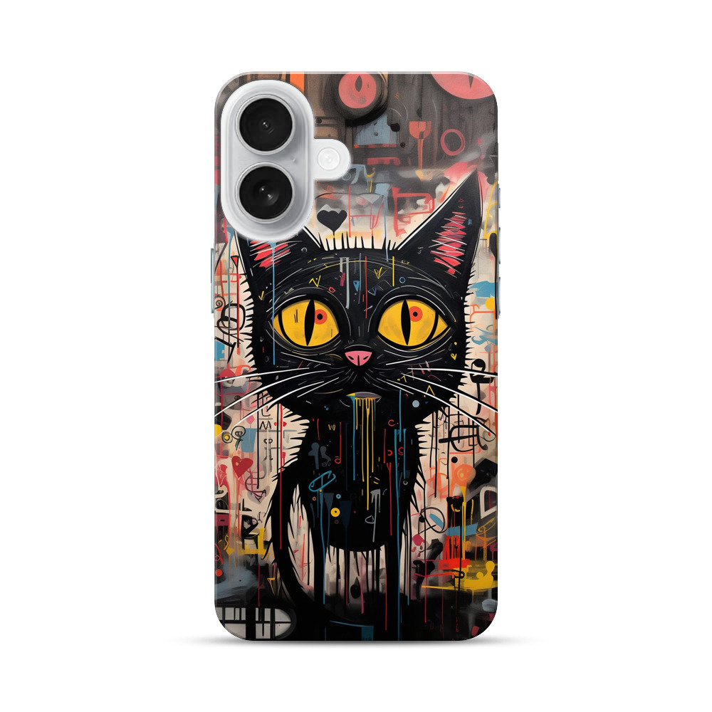 抽象的な黒猫のアート iPhone 17オリジナルハードケース