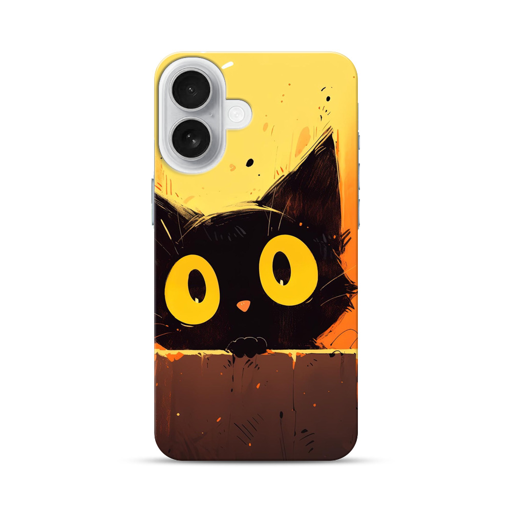 黒猫のイラスト iPhone 17オリジナルハードケース