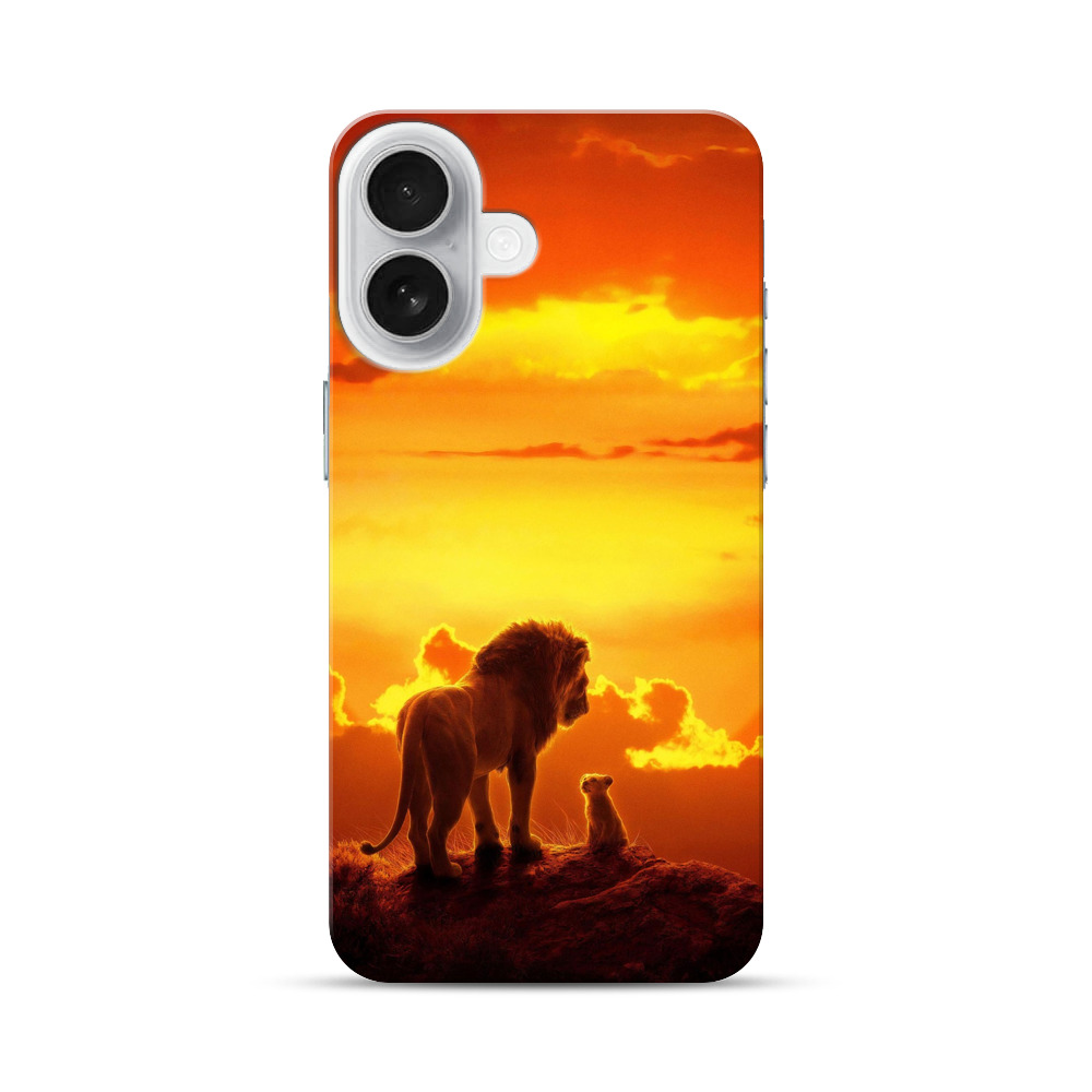 ライオン親子と夕日 iPhone 17オリジナルハードケース