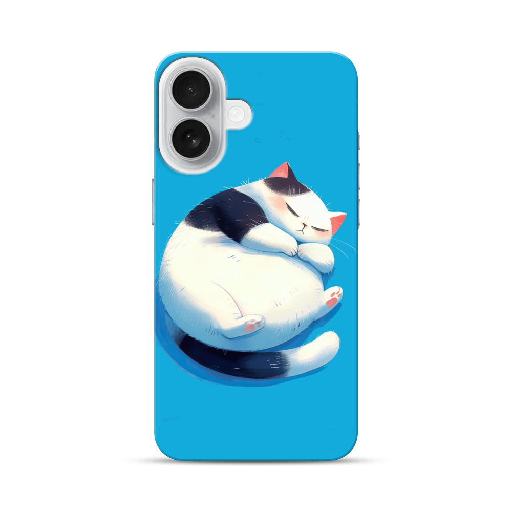 丸いかわいい寝る猫 iPhone 17オリジナルハードケース