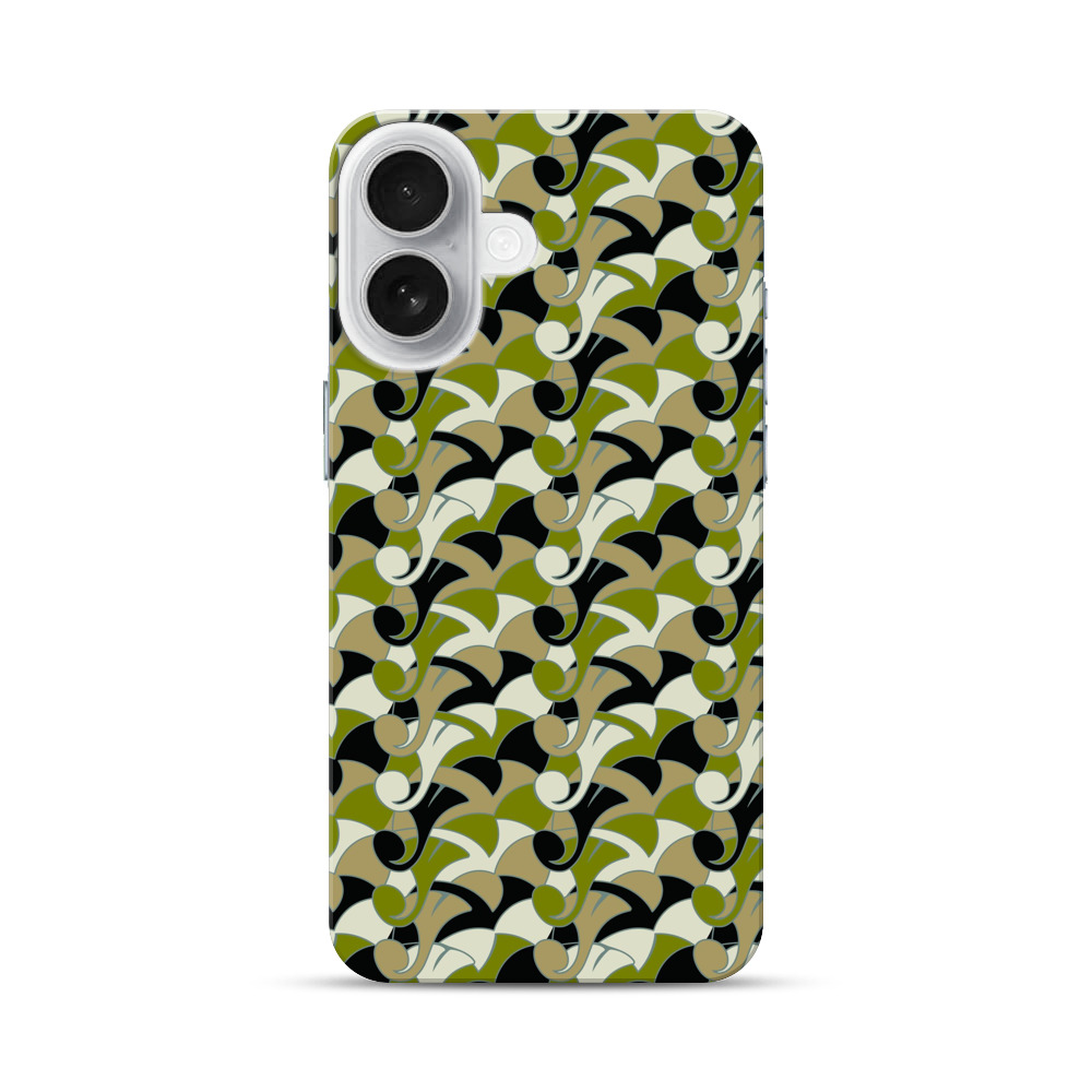 緑と黒の幾何学模様 iPhone 17オリジナルハードケース