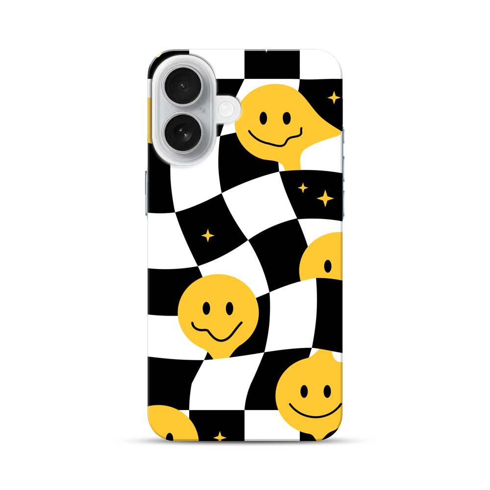 にこにこチェッカーパターン iPhone 17オリジナルハードケース