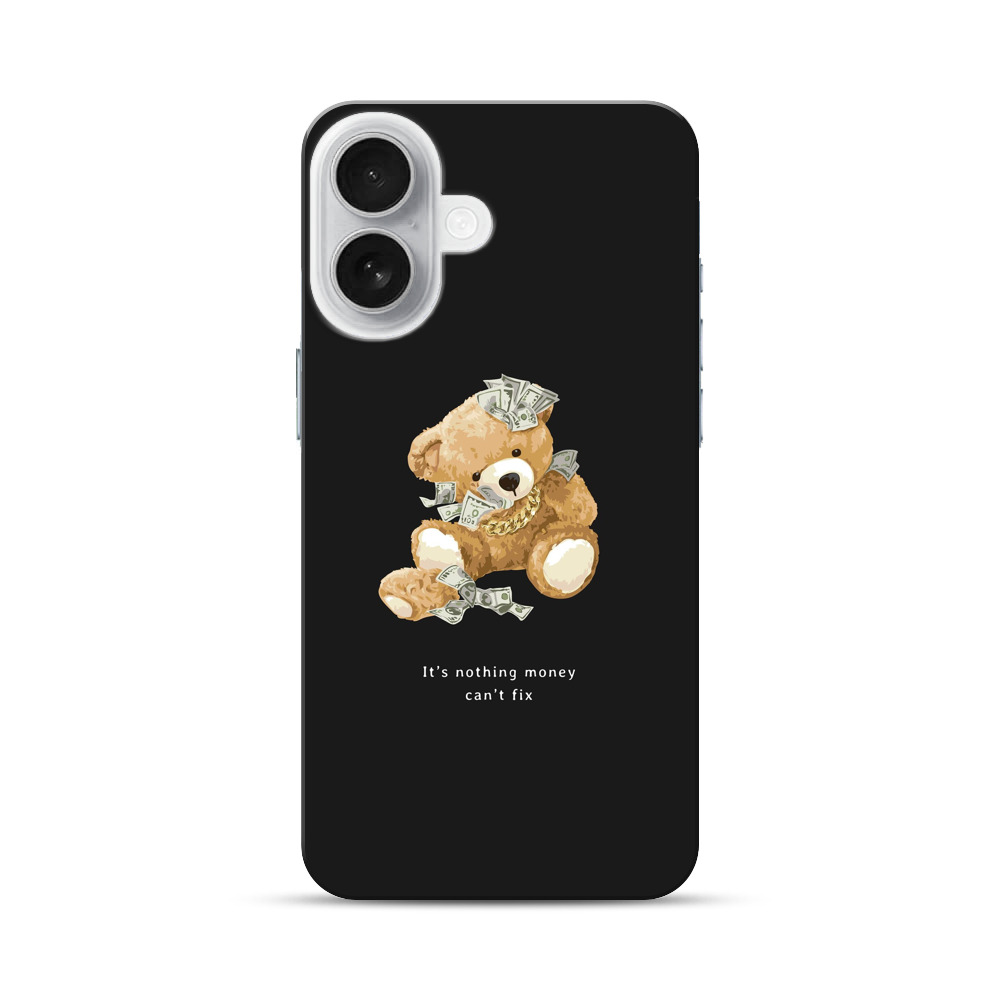 お金に囲まれたクマのぬいぐるみ iPhone 17オリジナルハードケース